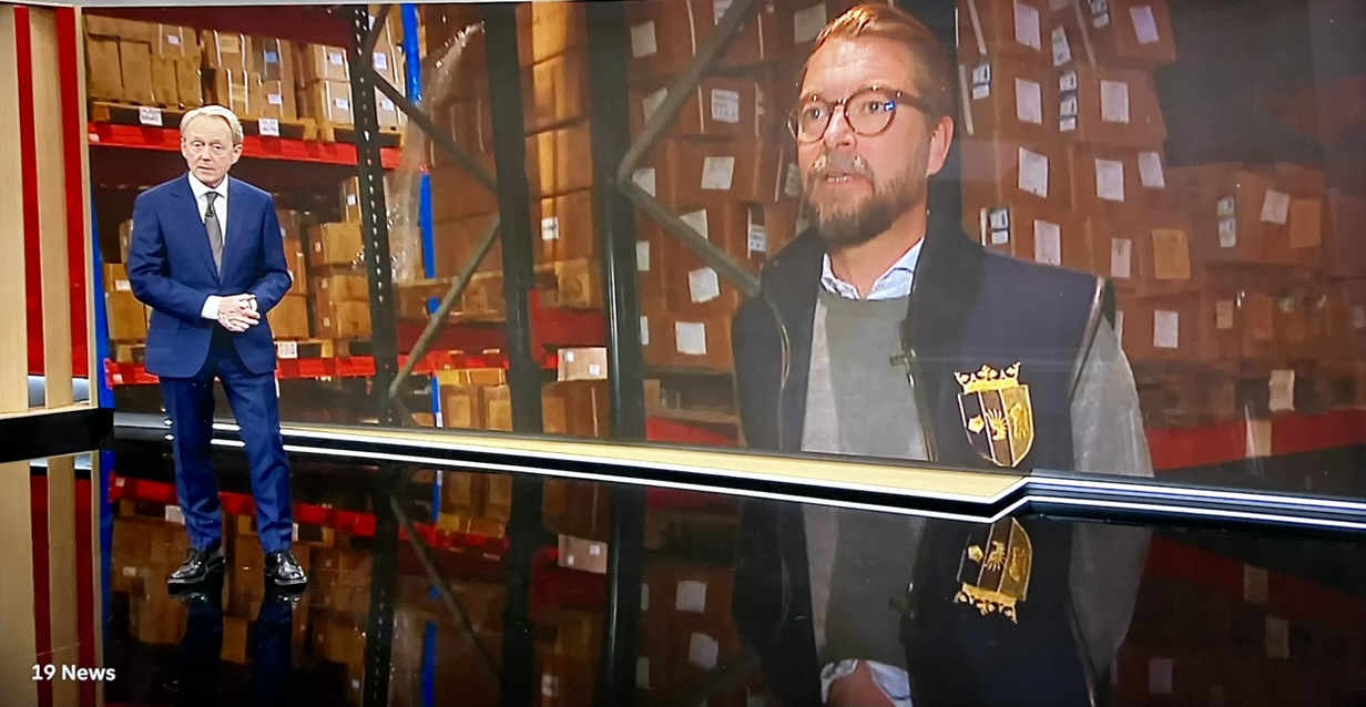 Erick Th&uuml;rmer i en tv-intervju fr&aring;n Th&uuml;rmers lager